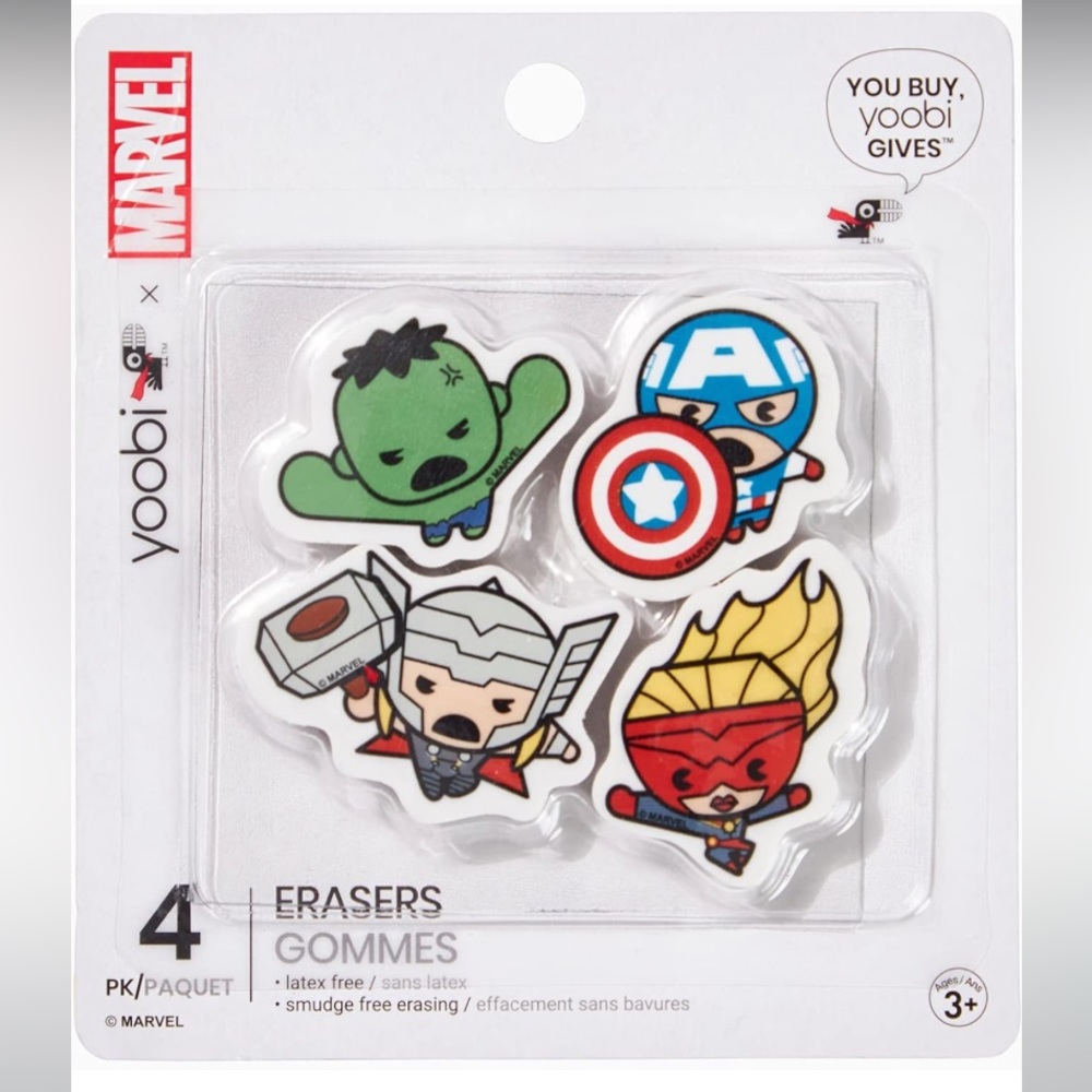 NIB Yoobi X Marvel Avengers Erasers